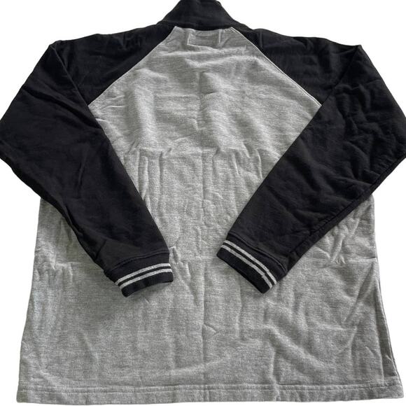 Nautica Sweater Mens Large Gray Black Colorblock 1/4 Zip Fleece Pullover Cotton - Picture 2 of 6